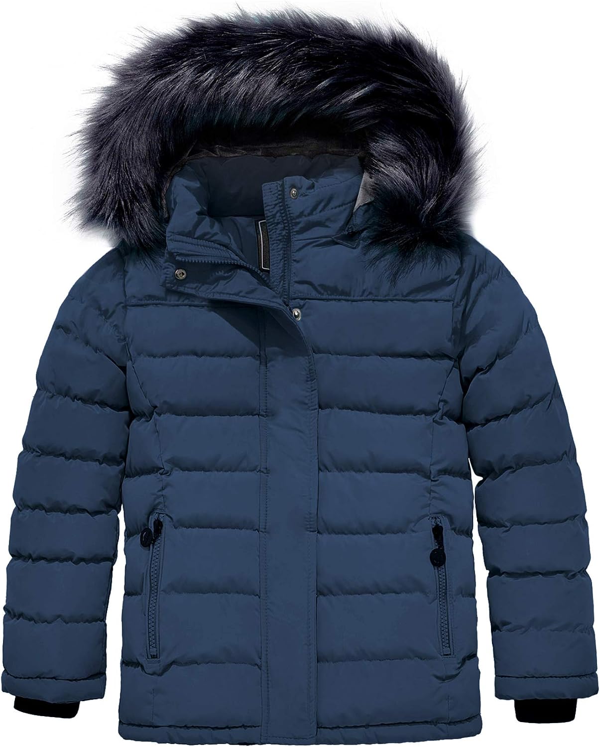 Girls' Puffer Jacket Soft Fleece Lined Warm Hooded Winter Coat | Waterproof 3000mm,Windproof,Removable Faux Fur