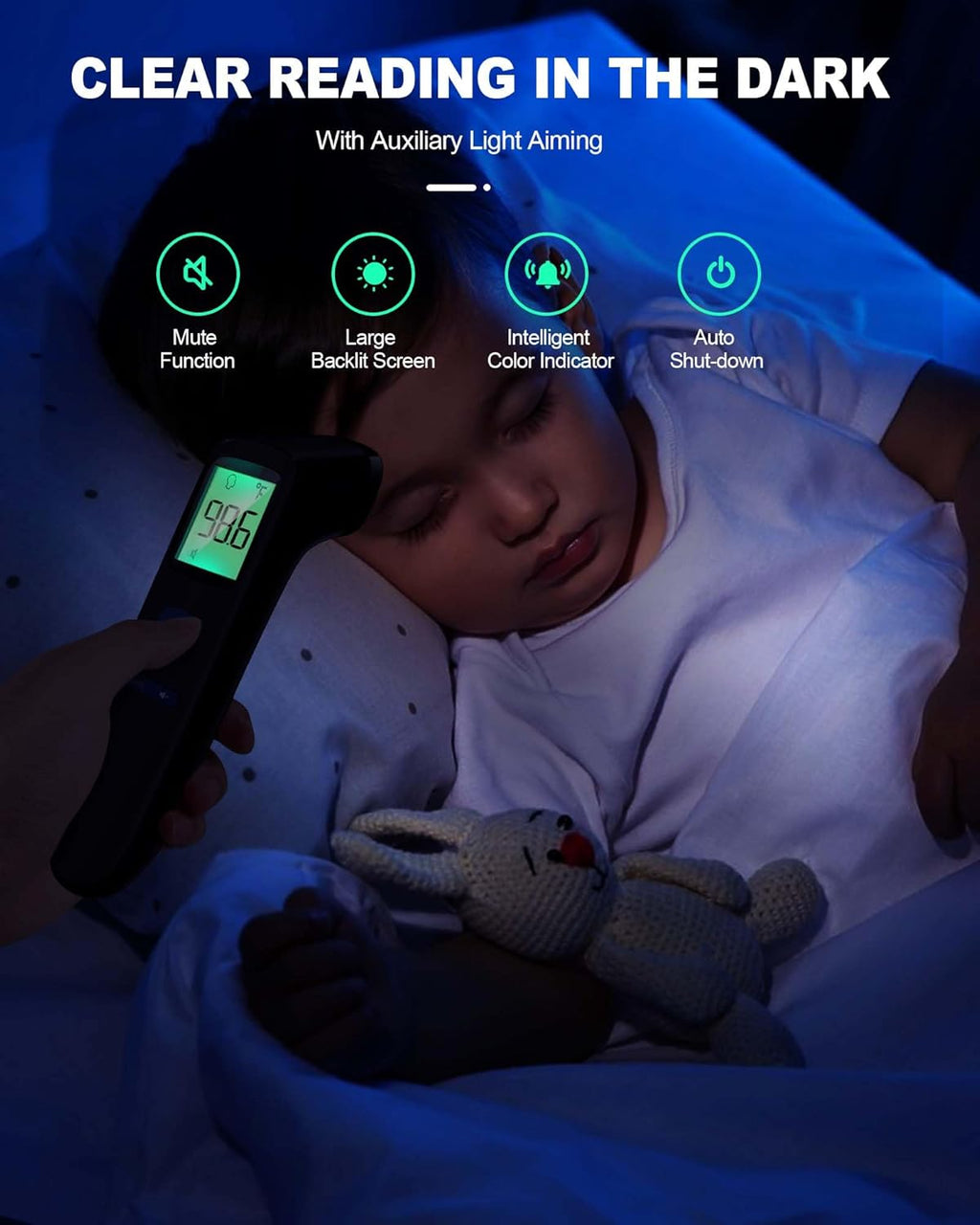 No-Touch Forehead Thermometer for Adults, Infrared Digital Baby Thermometer for Kids, Accurate Reading with Large