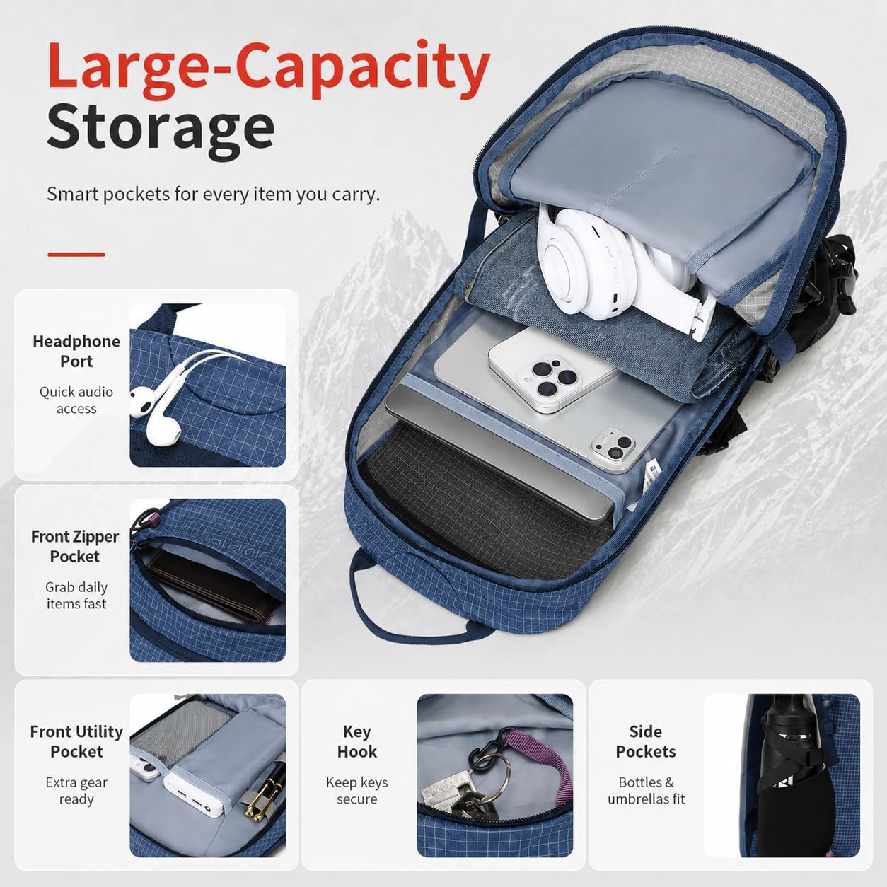18L Small Hiking Backpack with Internal Frame & Rain Cover, Lightweight Backpacking Pack with Adjustable Chest Strap
