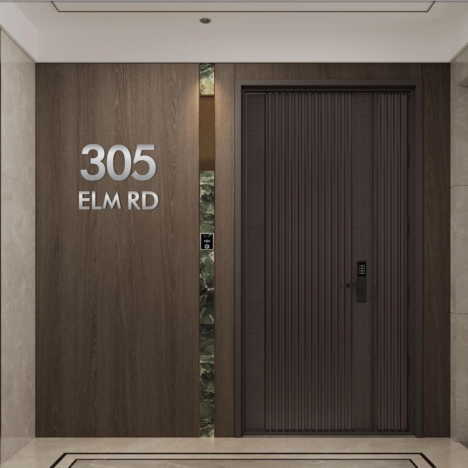 5 Inch Floating House Numbers and Metal Letters for Outdoor Signs, Modern 304 Stainless Steel Silver Address Numbers