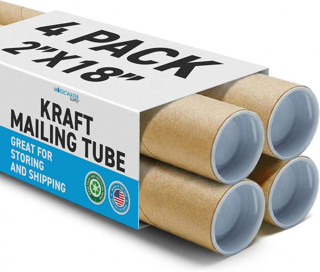 2 x 18 Inch Kraft Mailing Tubes with End Cap - 4 Pack