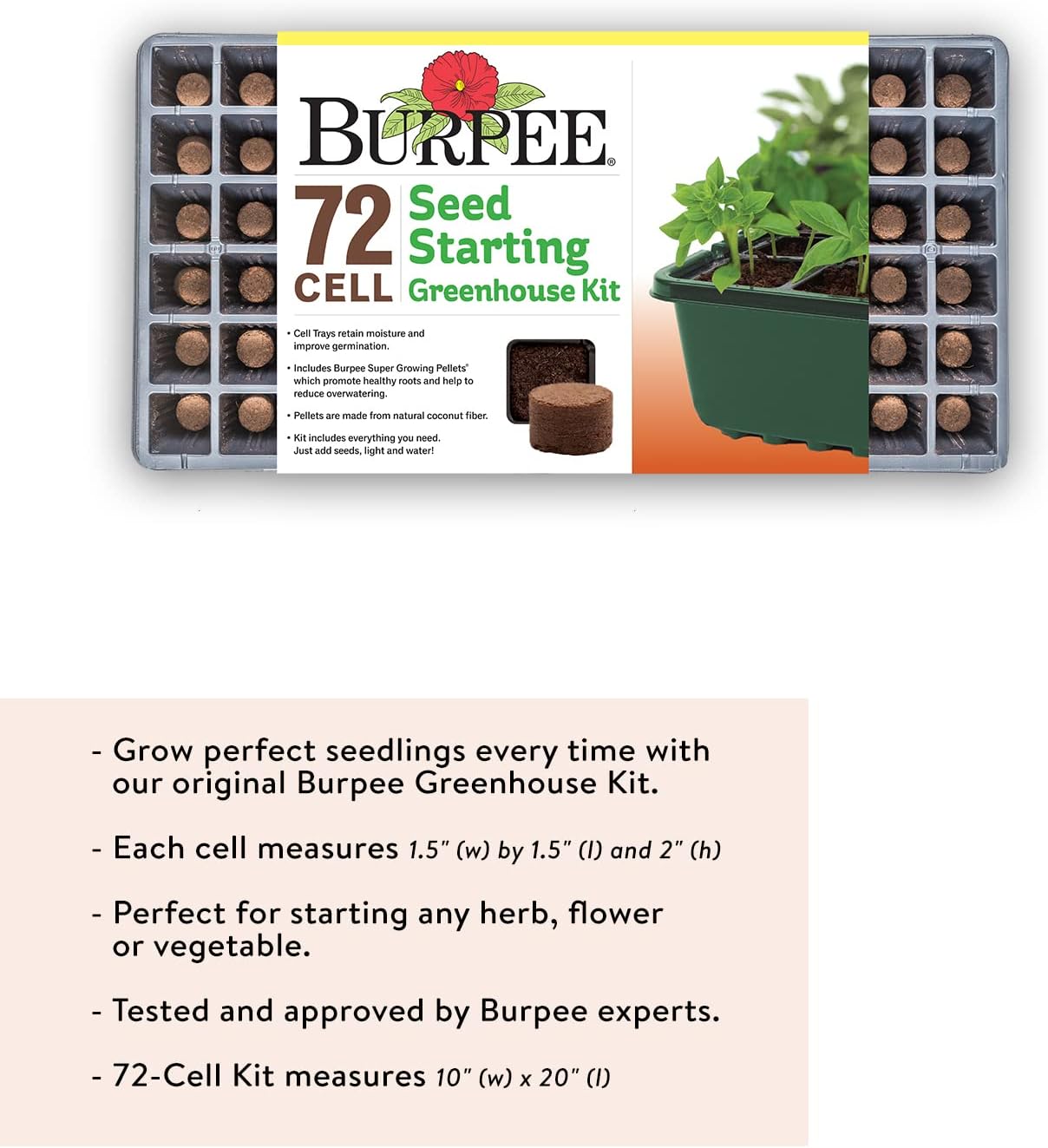 Greenhouse Indoor Starting Herbs, Flowers and Vegetables | Includes Dome, Watering, Seed Starter Tray, Coir Pellets |