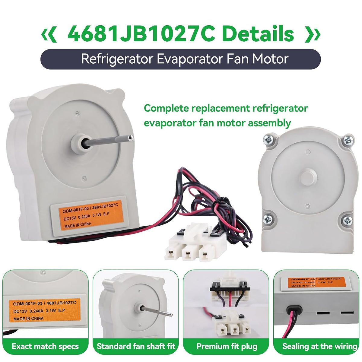 4681JB1027C Refrigerator Evaporator Fan Motor Compatible with LG