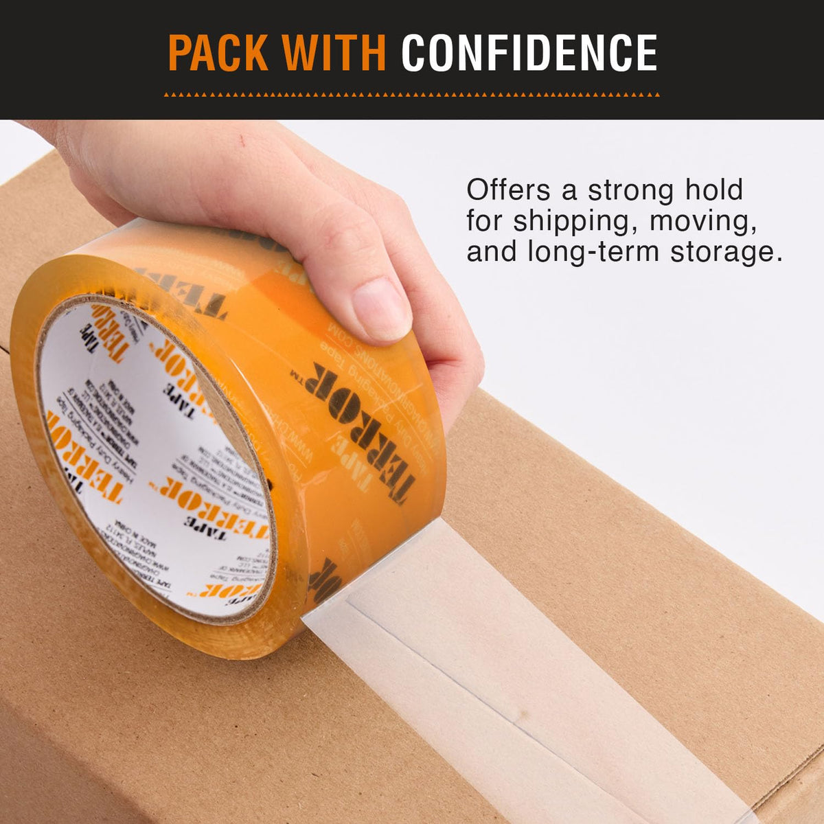 Heavy-Duty Clear Packing Tape (6 Rolls) - 48mm x 50m Per Roll