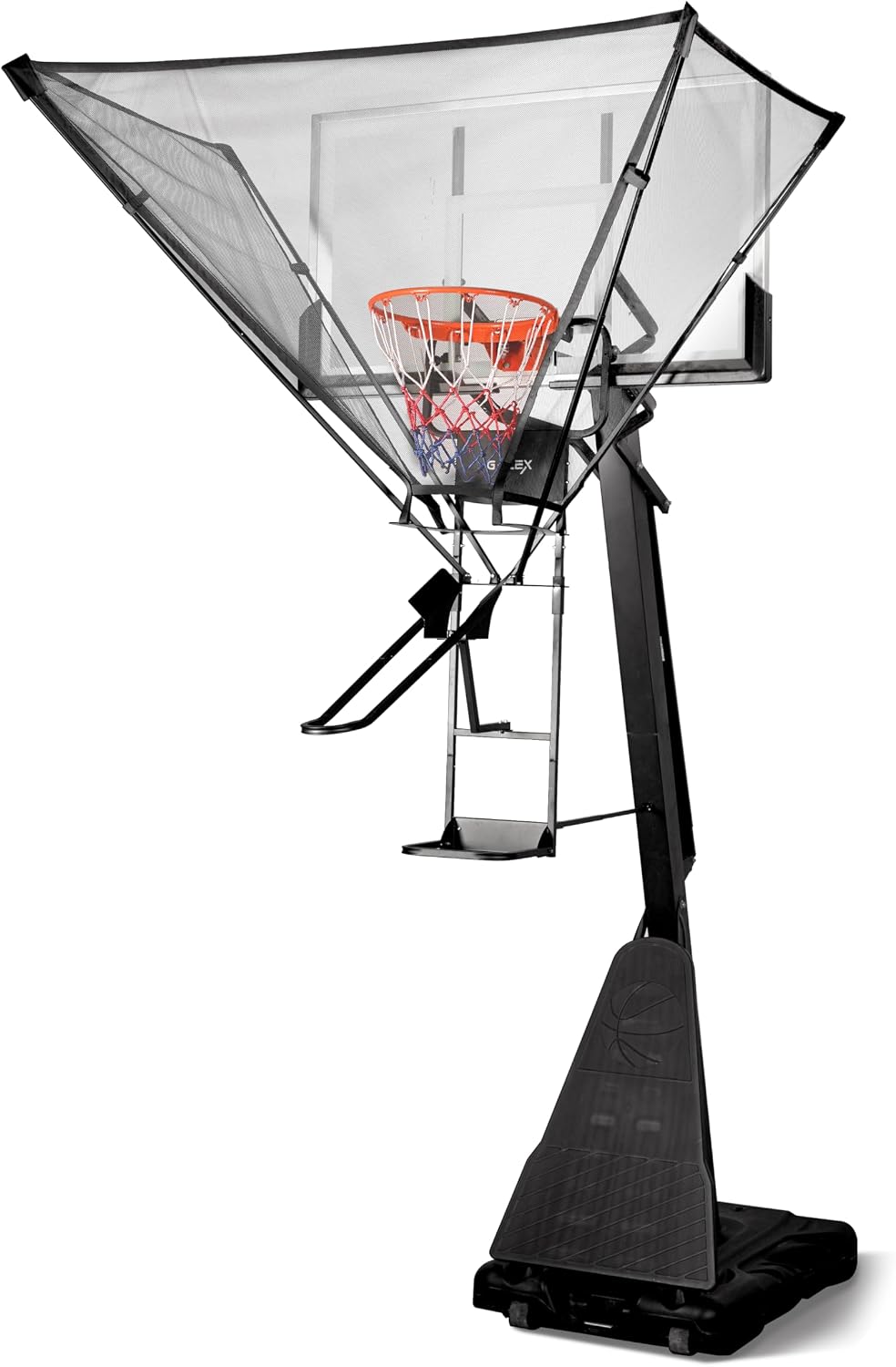 Basketball Return System, Automatic Ball Return Net, 180° Rotating Chute, Quick Fold & Fast Storage, Roll & Go