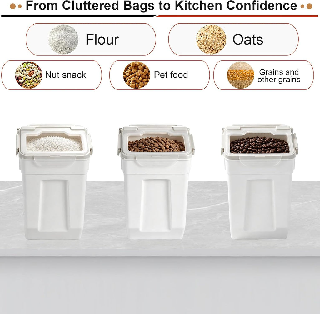 2 Pack 50lb Flour & Rice Storage Container, Rice Bucket (Grey)