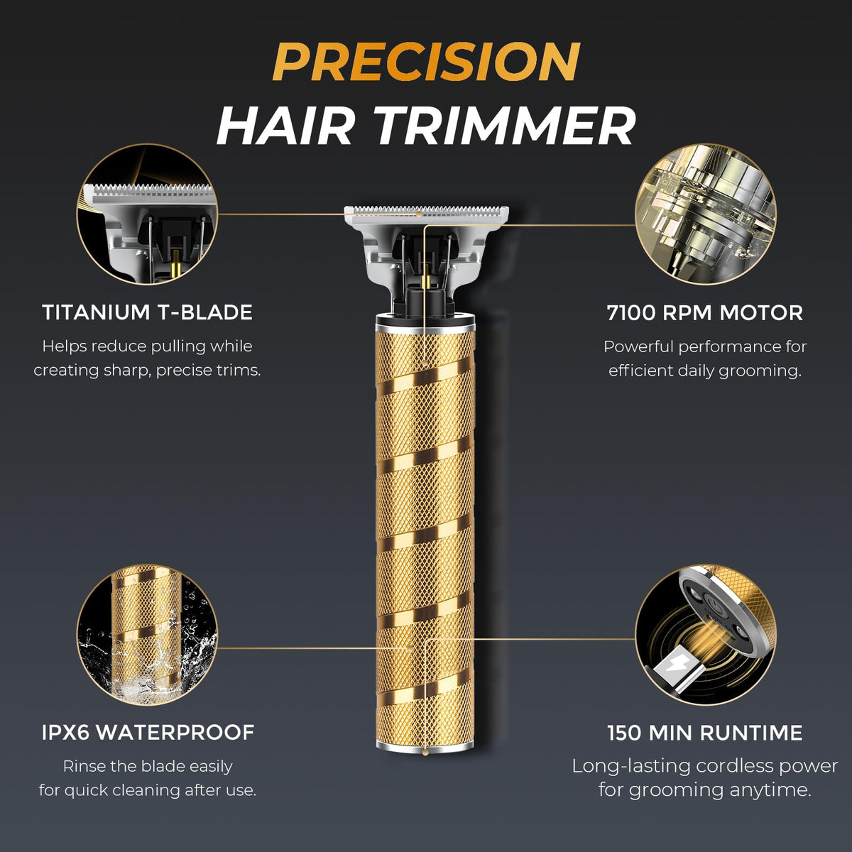 Beard Trimmer for Men, T-Blade Hair Trimmer, Zero Gap Edger Clippers