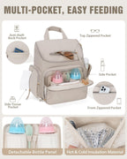 Diaper Bag Backpack with Changing Pad and Insulated Pockets, Camel