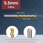 Kozelo Drill Bit 5.5mm Diameter M42 8% Cobalt HSS TiN for Hard Metal