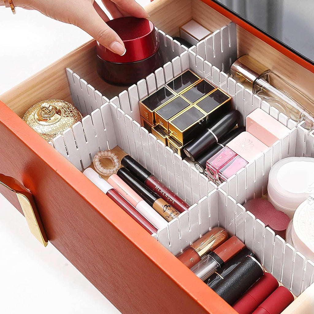 40Pcs Grid Drawer Dividers, Adjustable Drawer Organizer for Socks, Underwear, Lingerie, Makeup, Bedroom Office