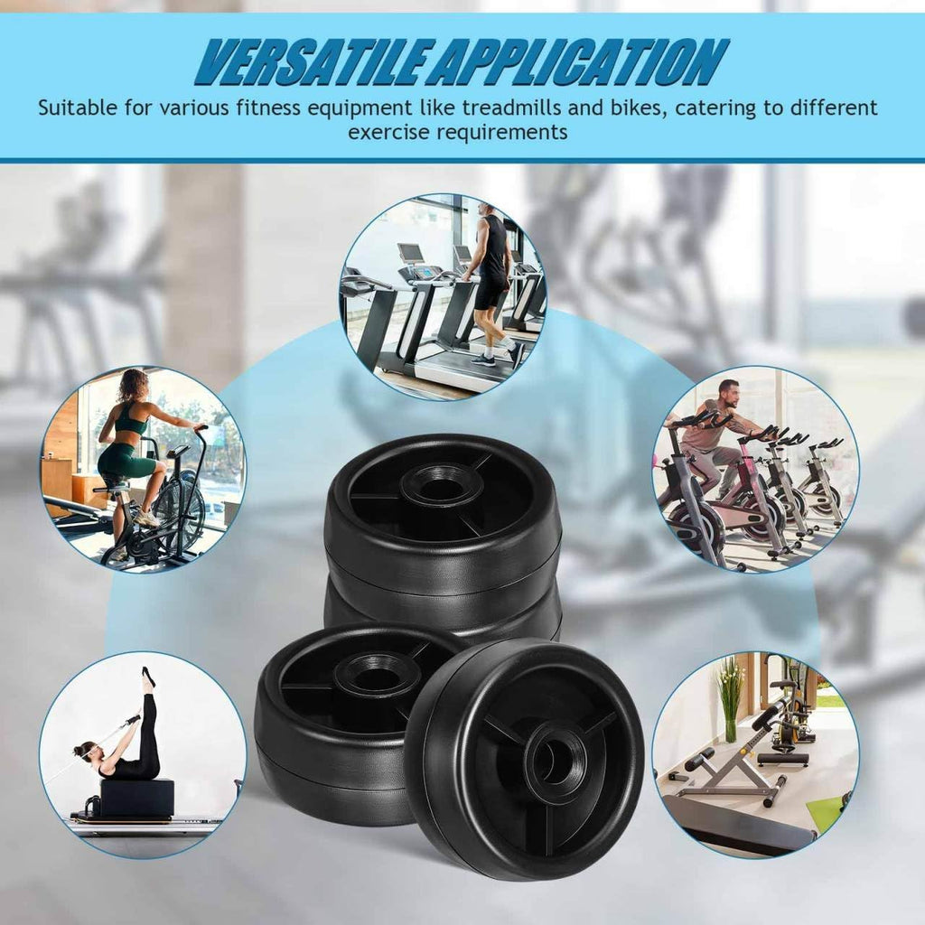 Gym Equipment Caster Replacement, 4pcs Fitness Equipment Plastic Roller Wheels Compatible with Treadmills and