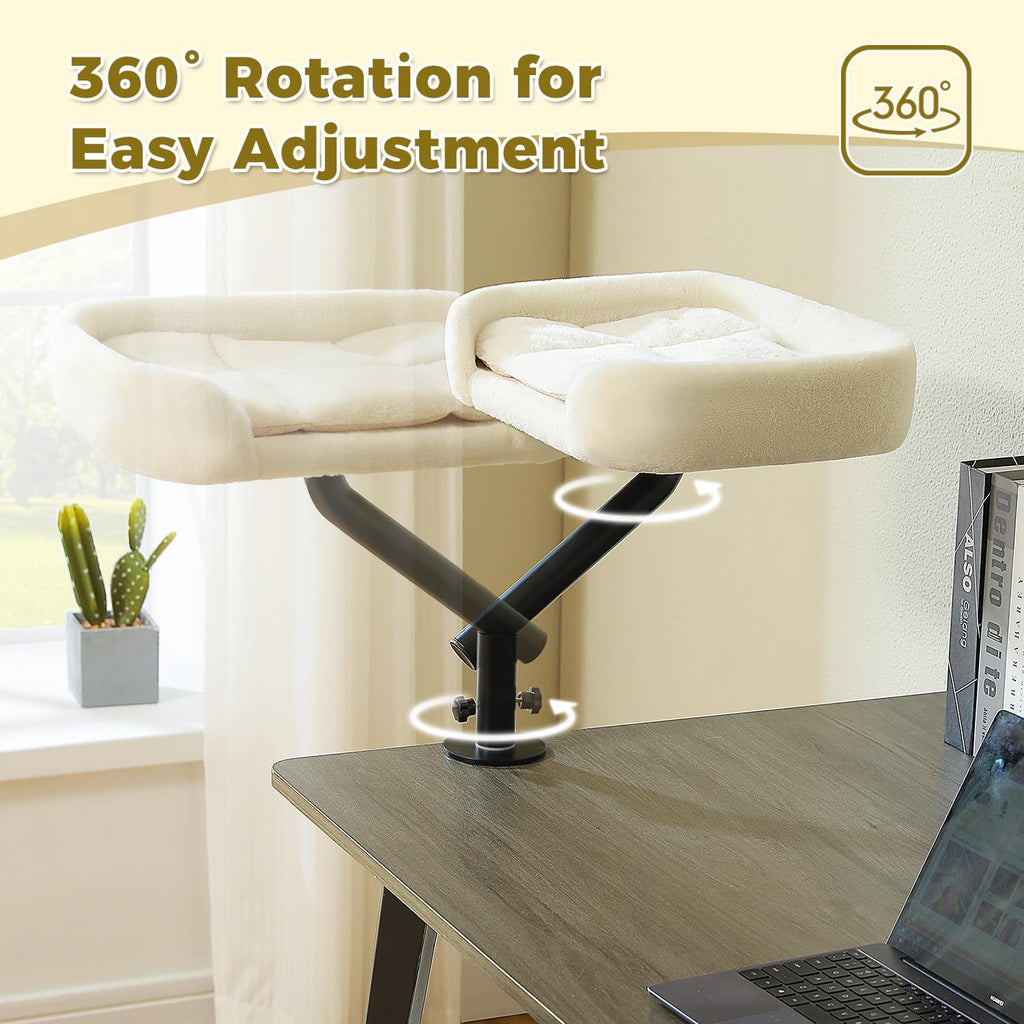 Cat Desk Bed for Indoor Cats, Cat Bed for Desk Supports Up to 50 lbs, 360° Rotation & Adjustable, Nest Desktop