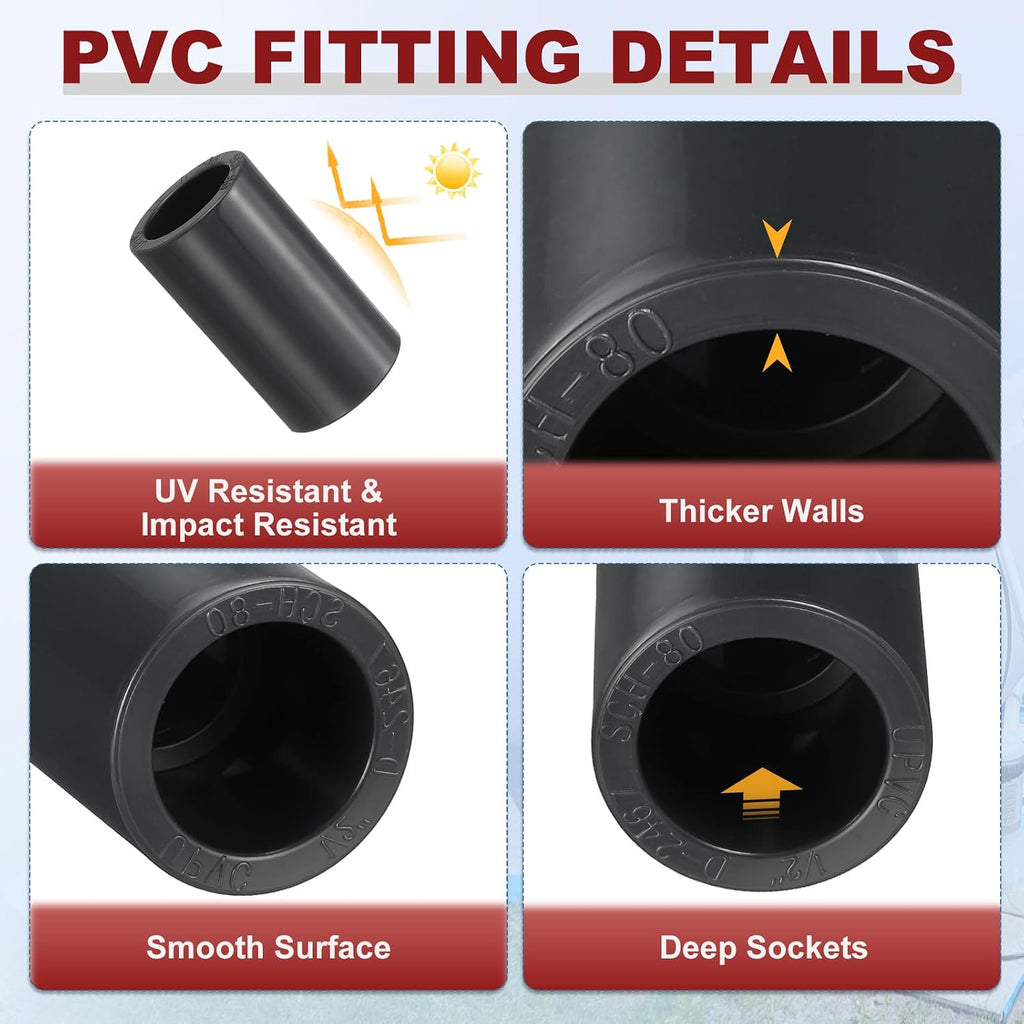 DTGN 4" PVC Coupling Fitting SCH80 Furniture Grade Slip Connectors