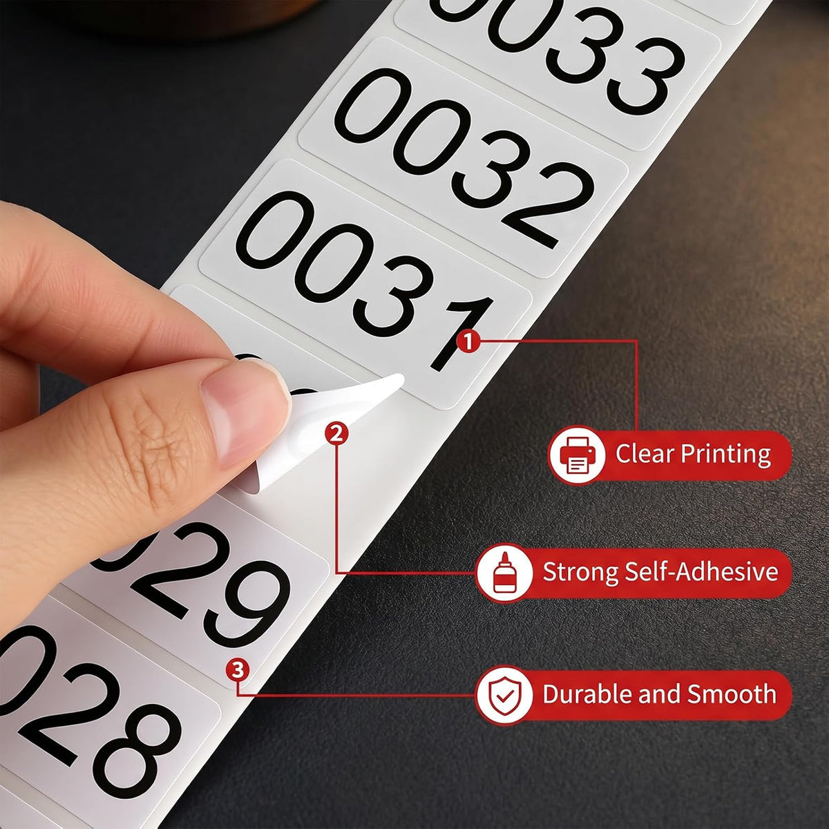 Consecutive Number Stickers, 1-1000 Self-Adhesive Inventory Labels