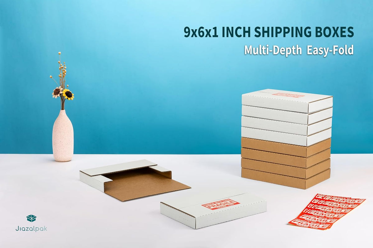9x6x1 Inch Shipping Boxes for DVDs, CDs, Books Mailing, 25 Pack