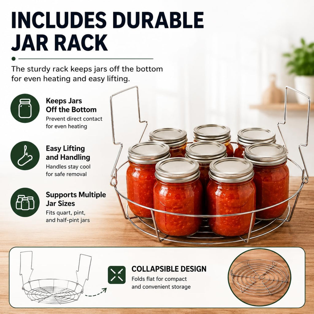 21.5 Quart Water Bath Canner - Large Food Grade Enamel Canning Pot with Rack, Heavy-Duty Canning Supplies for Jam