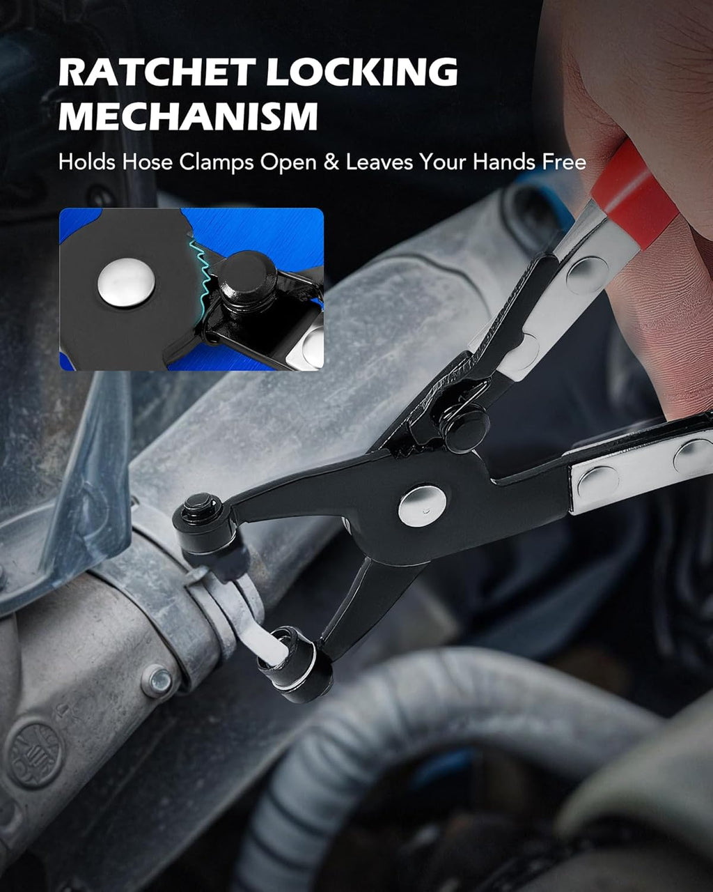Hose Clamp Pliers, Long Reach Wire Spring Hose Clamp Pliers Remover for Automotive Coolant Radiator Heater and Water