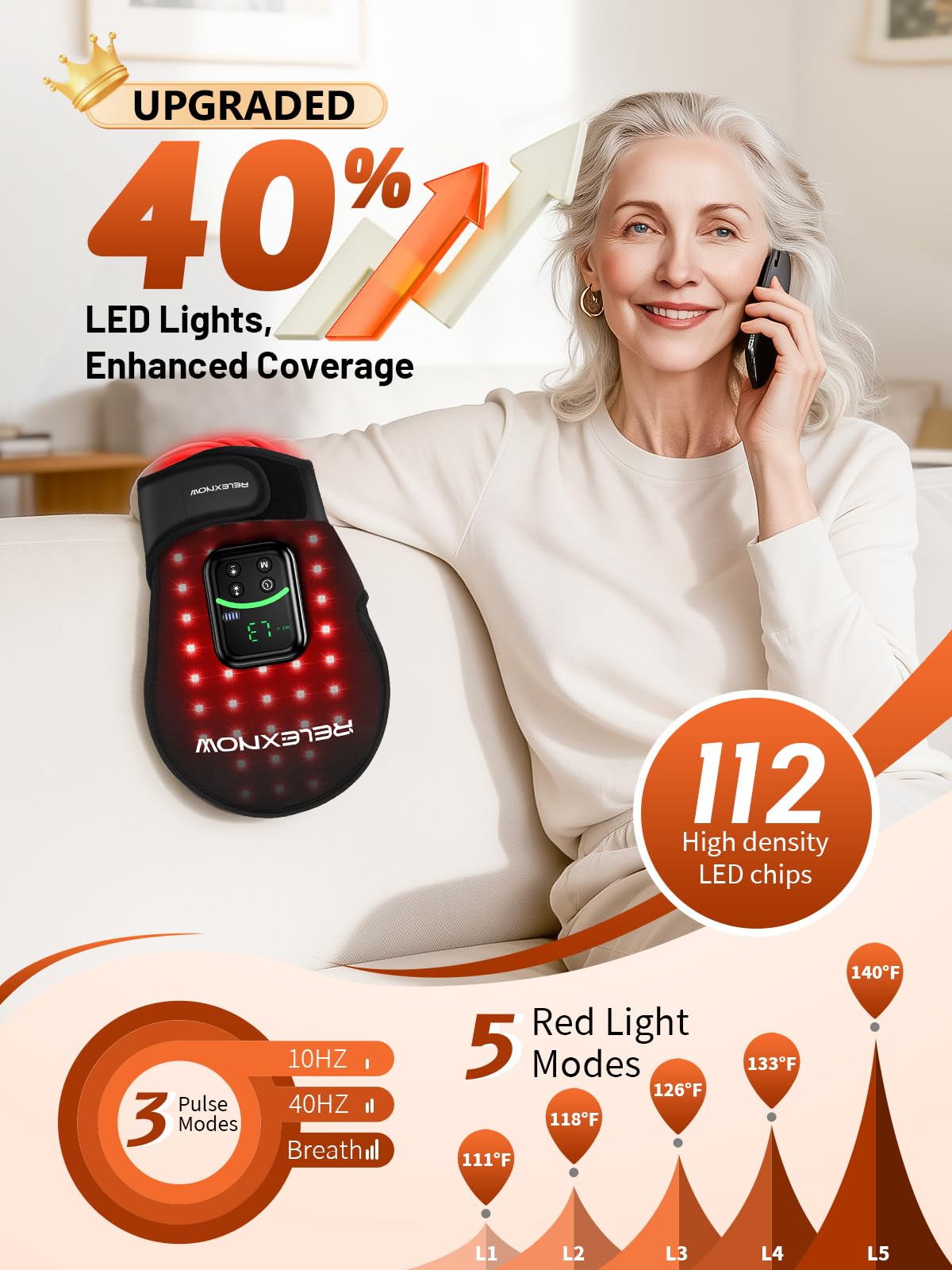 Red Light Therapy Glove for Hand, FSA&HSA, 5 Modes 5000mAh Controller