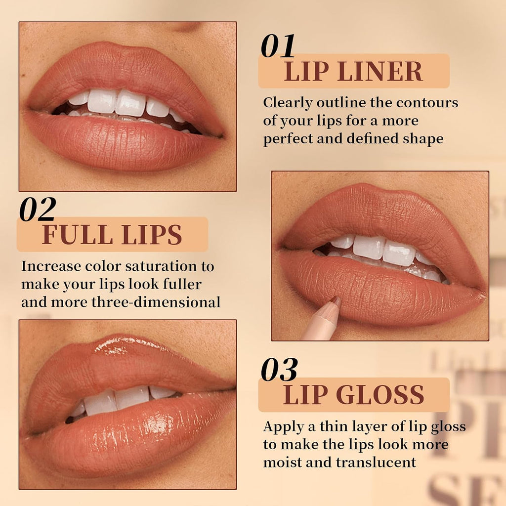 Matte Lip Liner Set,12 Colors Long Lasting Waterproof Nude Lip Liner Pencil Set,Smooth and High Pigmented Natural Lip