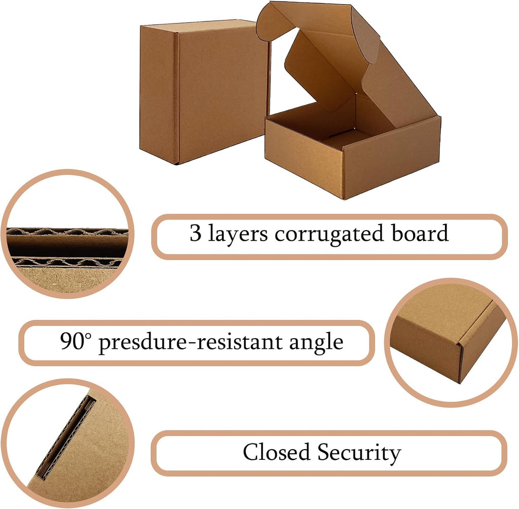 Shipping Boxes 6x5x2 inch 50 Pack,Brown Corrugated Mailers for E-Commerce