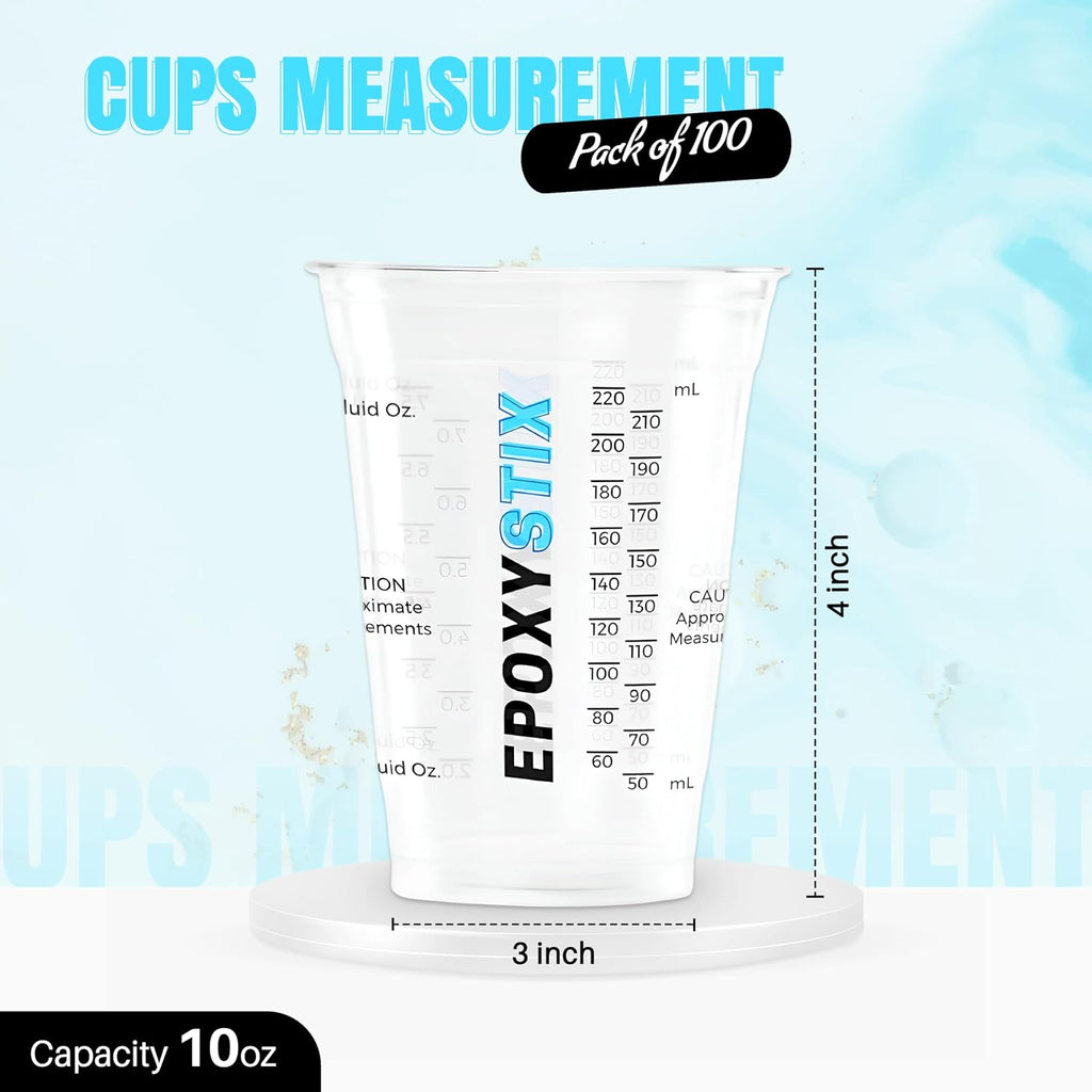 [Pack of 100] 10oz Disposable Graduated Measuring Cups for Mixing - Measurements in mL and Oz - Multipurpose Reusable
