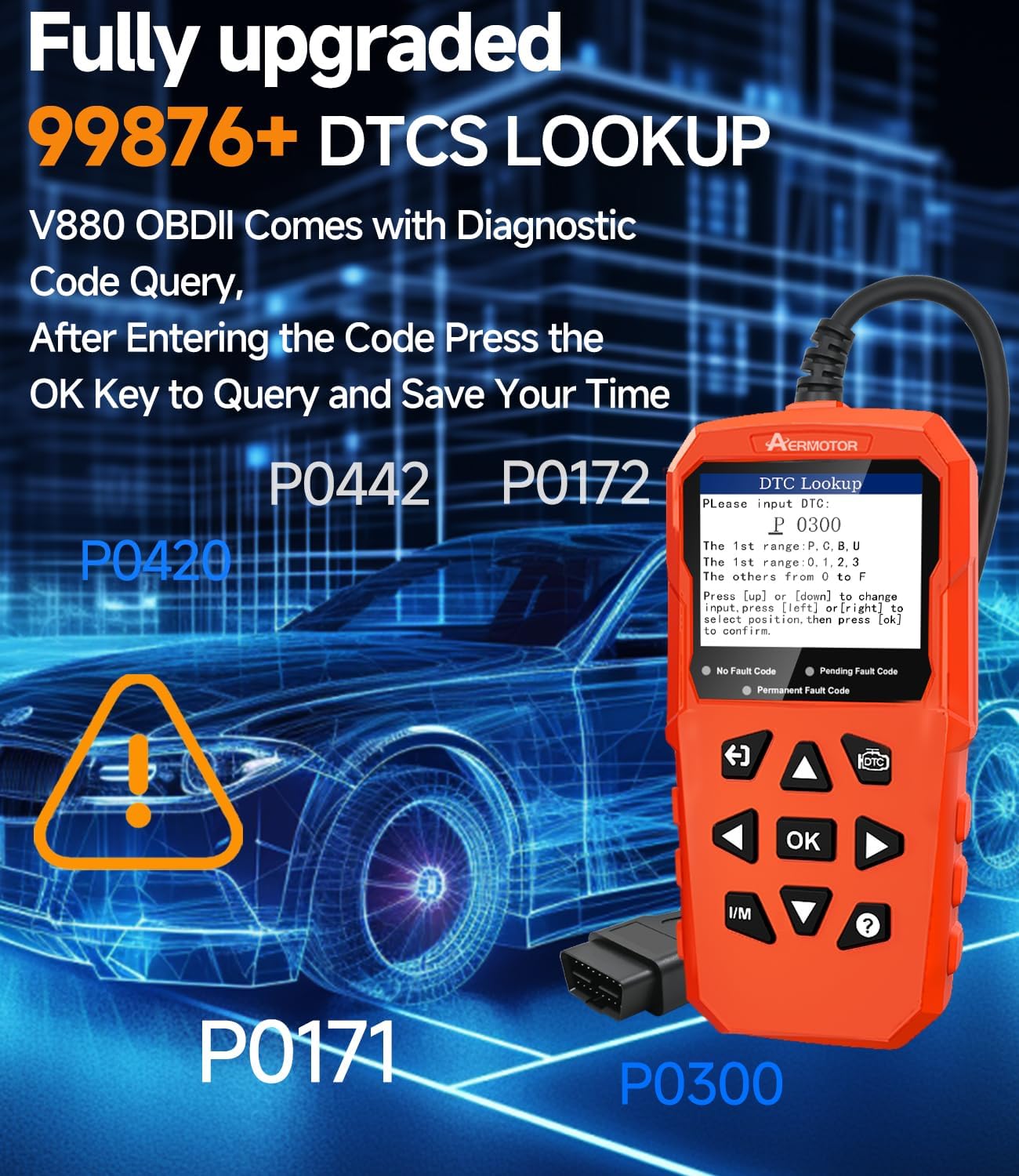 OBD2 Scanner,V880 Car Scanner Diagnostic Tool, Check Engine Code Reader | Graphic Live Data, Freeze Frame,Mode 6