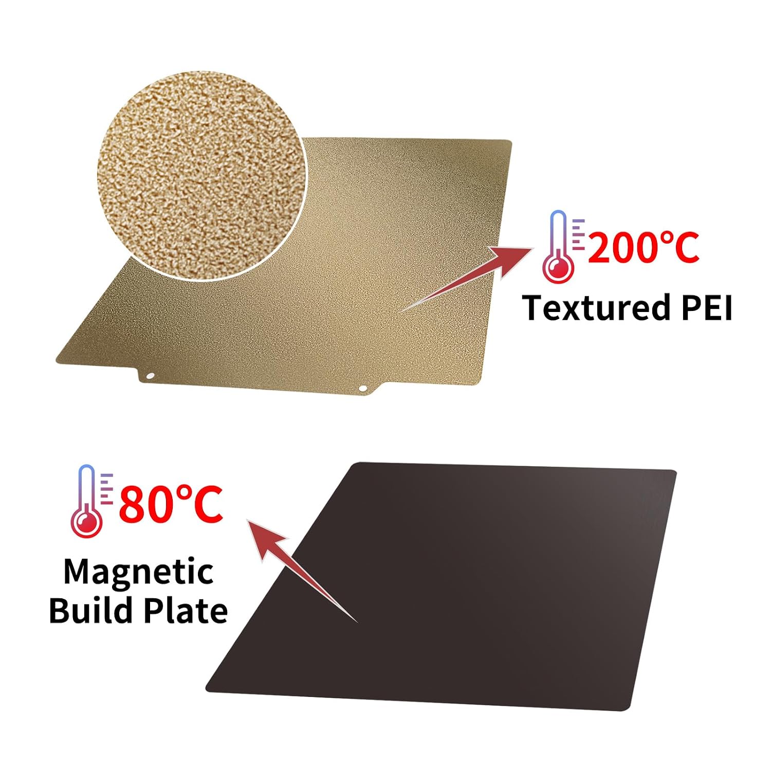 Double Sided Textured PEI Sheet 350x350mm, Flexible PEI Spring Steel Sheet+Magnetic Build Plate for Voron 2.4 RepRap