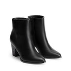 Women's Ankle Boots Chunky Block Heel Booties,Black/Pu,8.5
