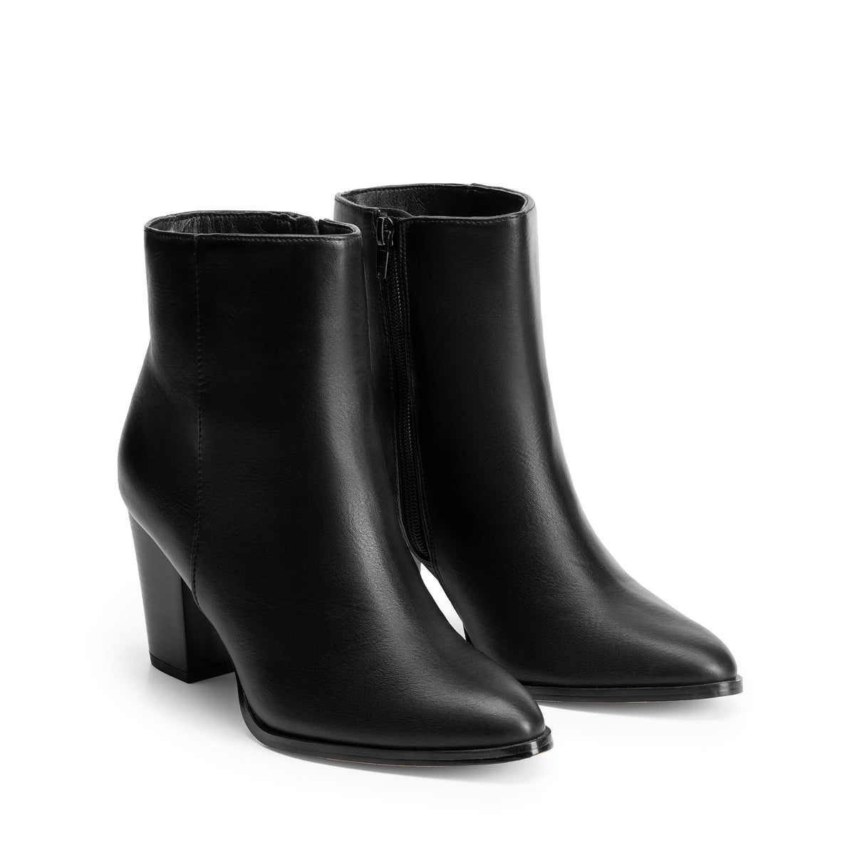 Women's Ankle Boots Chunky Block Heel Booties,Black/Pu,8.5