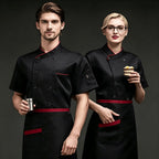 Men's Chef Coat Uniform Short Sleeve Chef Jacket Breathable Chef Uniform for Kitchen, Restaurant, Bakery
