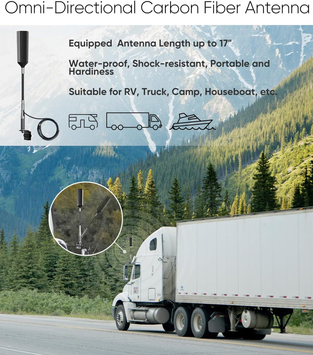 Cell Phone Booster for Truck RV, 5G/4G LTE/3G Signal Booster All Carriers | FCC Approved | Compatible with AT&T