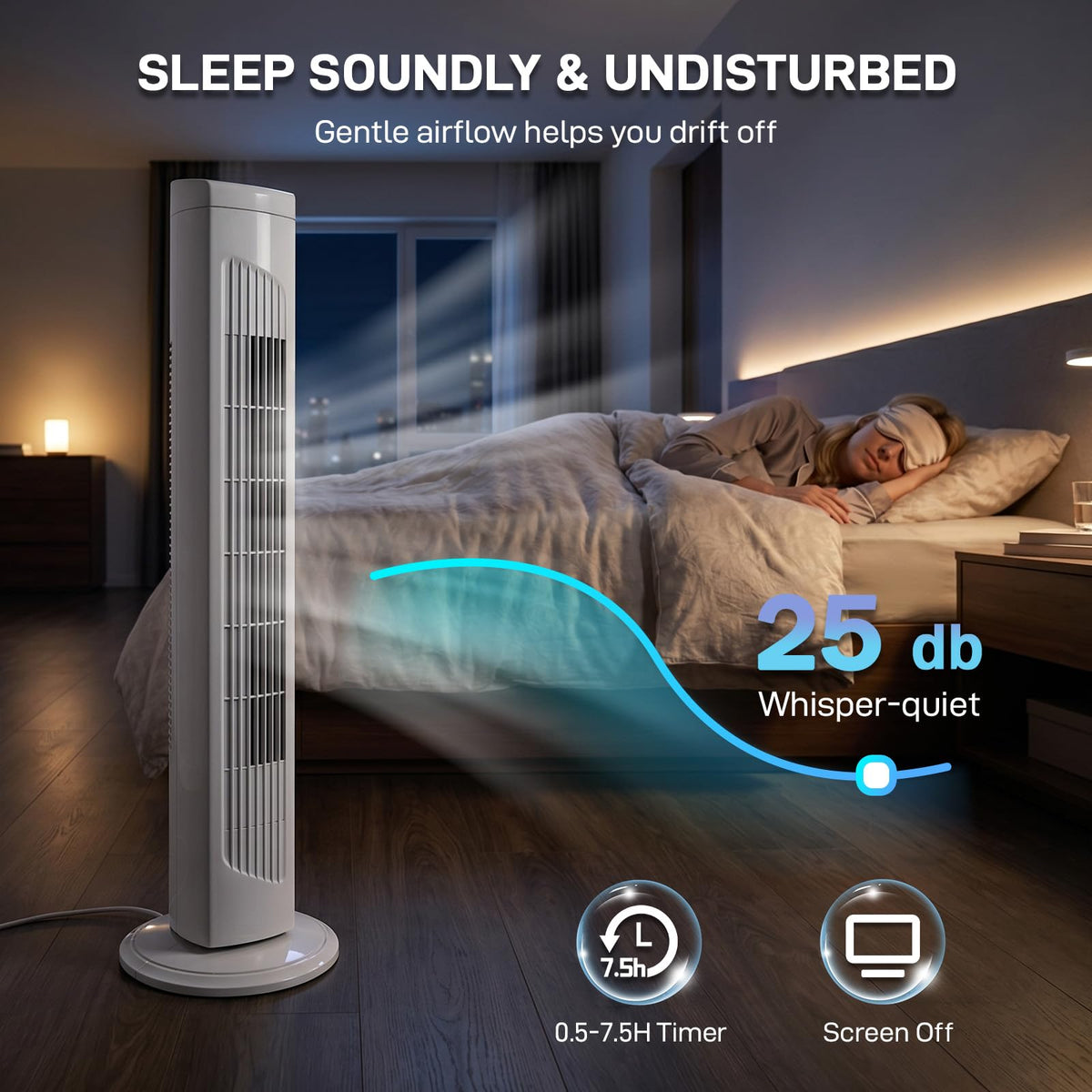 32" Bladeless Tower Fan, White