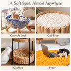 Cat Kneading Mat, Handmade Round Cushion Bed Pad Kittens (White,M)