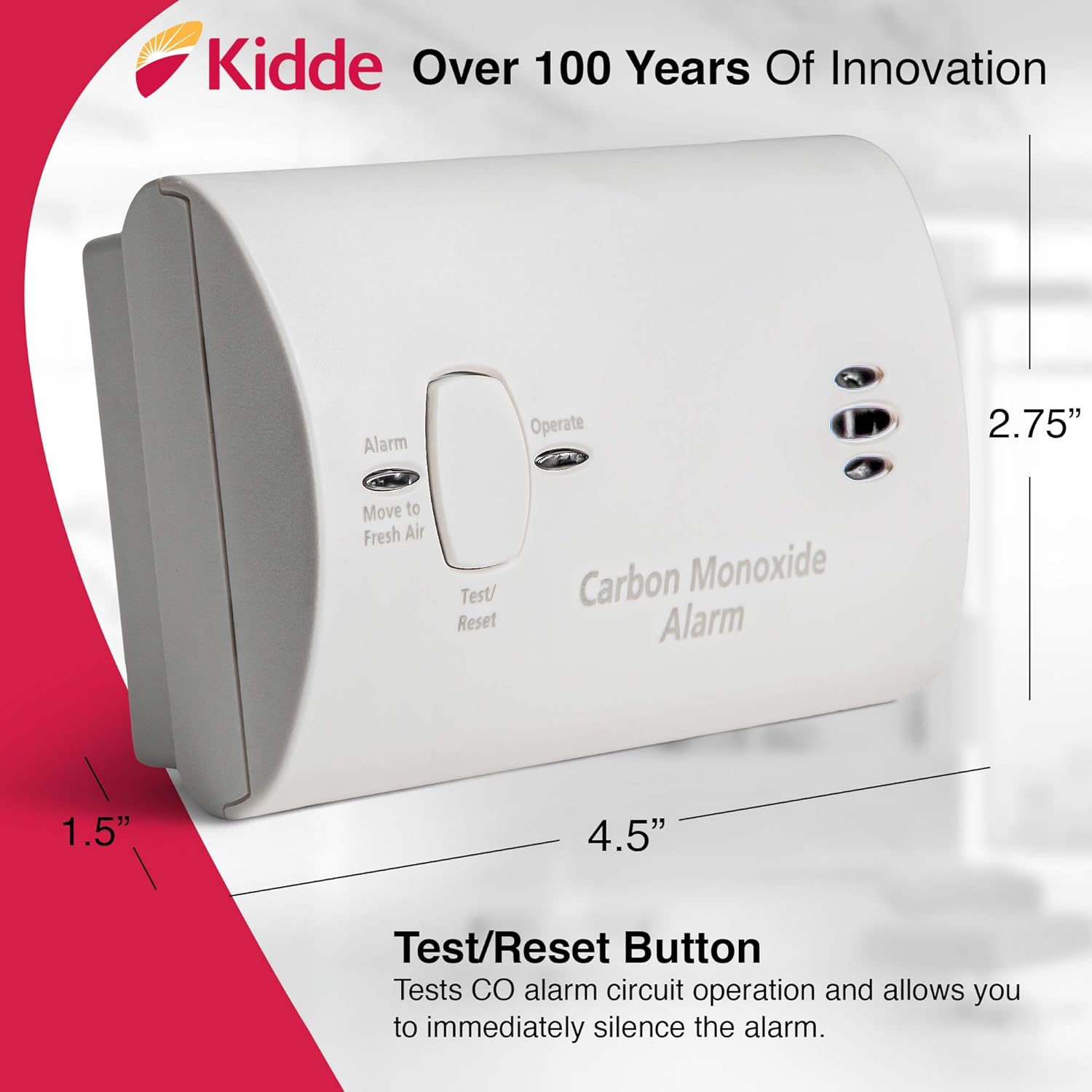 Carbon Monoxide Detector, AA Battery Powered, Portable for Travel or Home, 85 dB Alarm, LED Status Indicators, 3rd