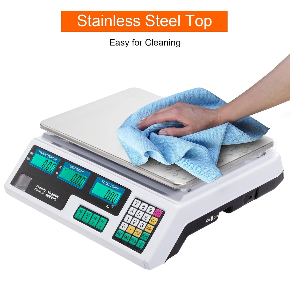 88LB Electronic Price Computing Scale Digital Deli Scale Weight Counting Equipment with HD Backlit LCD Display for