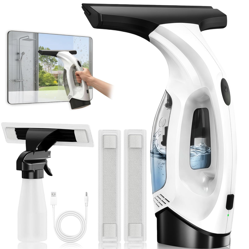Window Vacuum Squeegee Cordless, 2000Pa Electric Window Cleaner