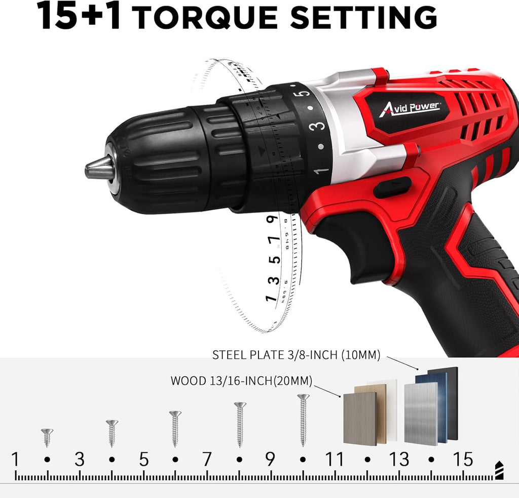 20V Cordless Drill Set for Home DIY & Beginner Projects - Lightweight Power Drill with Battery Charger & 22 Bits