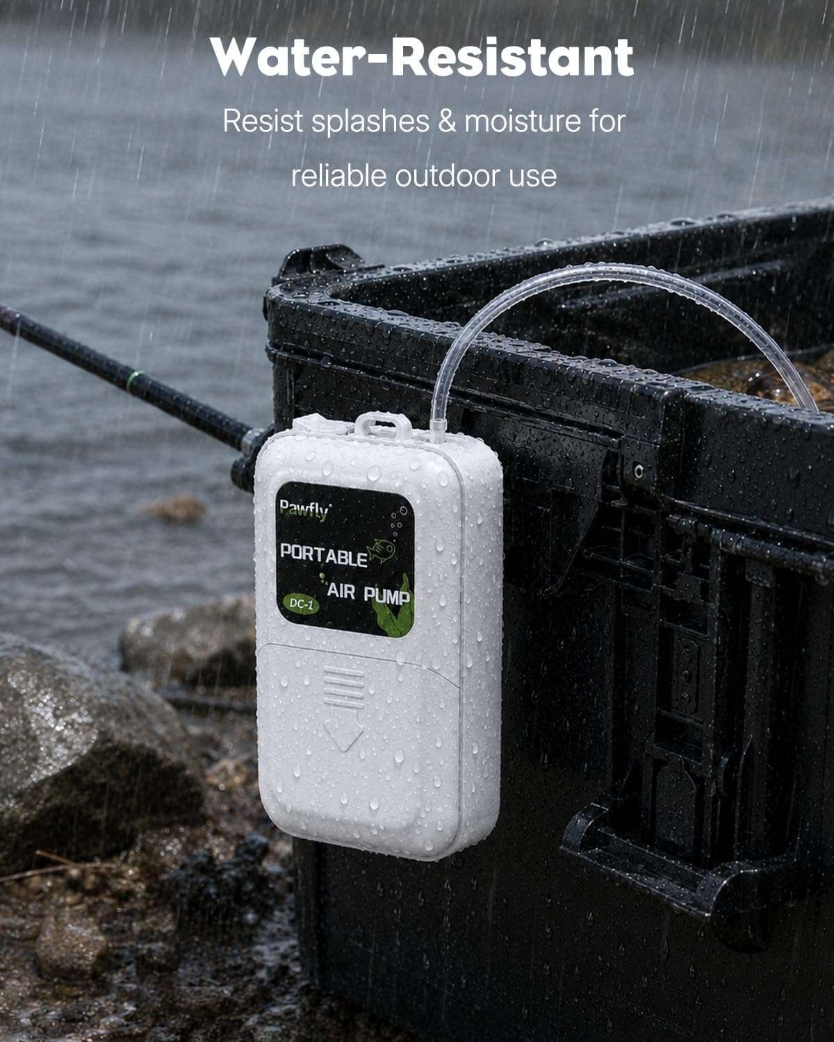 Aquarium Air Pump, 40 GPH Portable Aerator Pump, Black & White