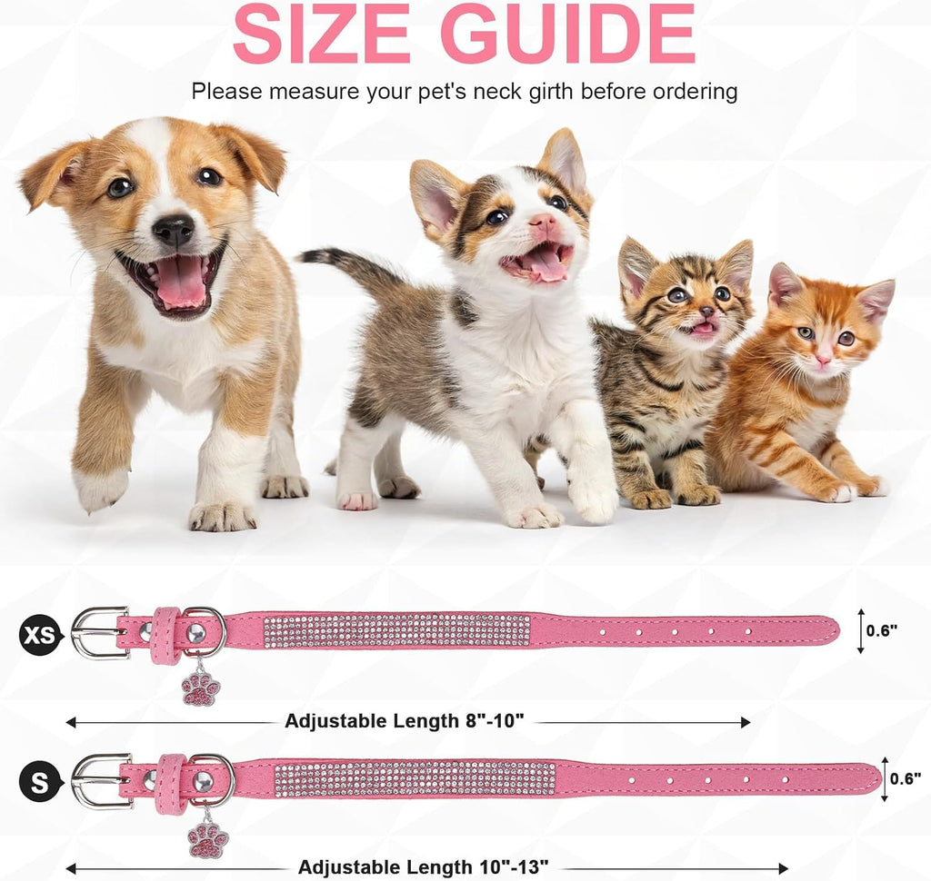 Rhinestone Dog Collars for Small Dogs, Bling Collar with Diamond