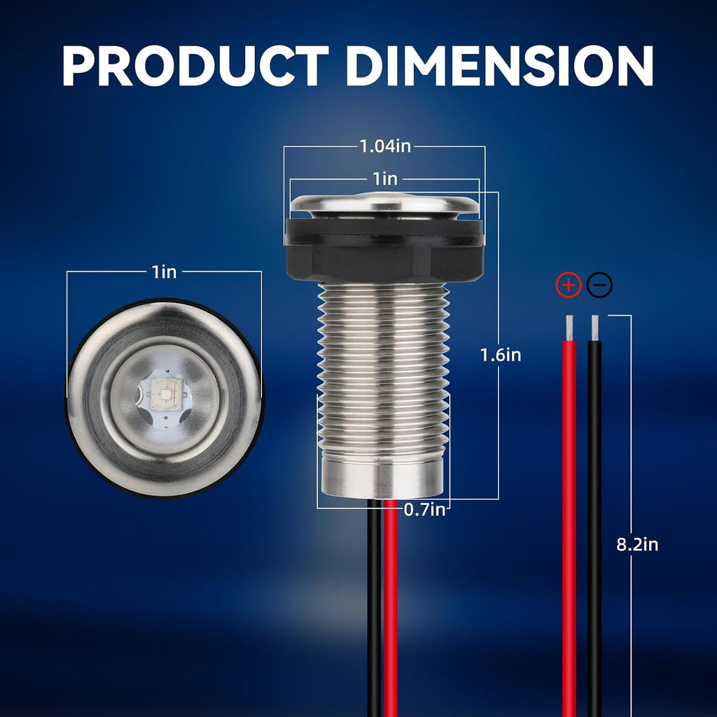 Marine LED Boat Interior Lights, 12V-24V, 4PCS Blue, IP68