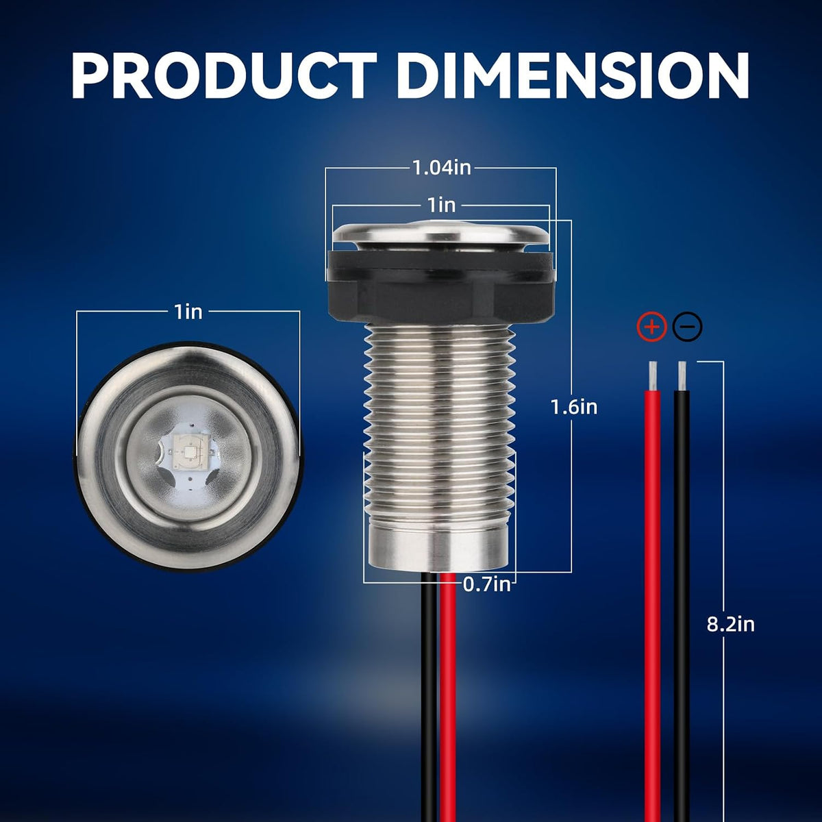 Marine LED Boat Interior Lights, 12V-24V, 4PCS Blue, IP68