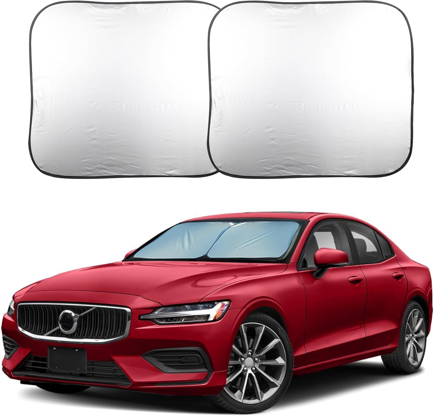 2 Piece Foldable Car Windshield Sun Shade – UV & Heat Protection, Interior Cooling, Durable Upgraded Design, Easy