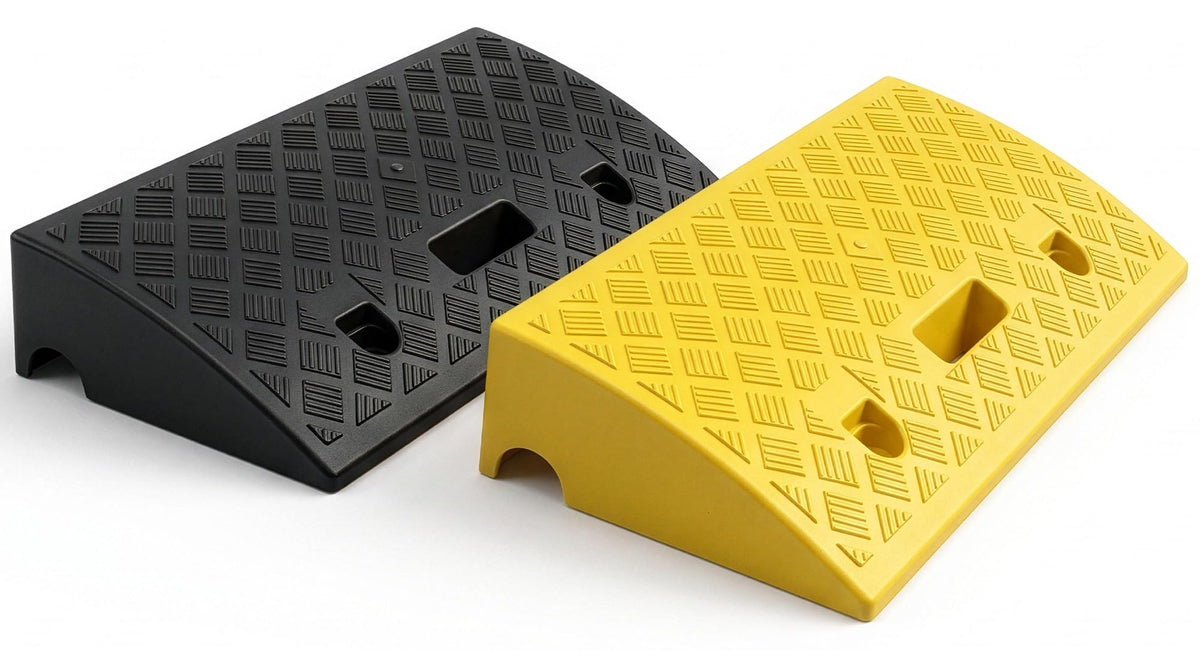 Portable Lightweight Plastic Curb Ramps - 2PC Heavy Duty Plastic Threshold Ramp Set for Driveway, Loading Dock