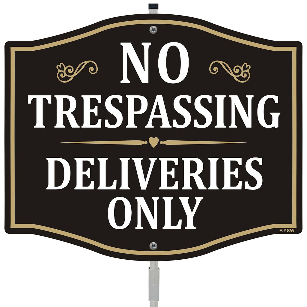 No Trespassing Deliveries Only Sign Packages Private Property No Soliciting 12" x 10" with 28" Long Metal Stake