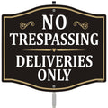 No Trespassing Deliveries Only Sign Packages Private Property No Soliciting 12" x 10" with 28" Long Metal Stake