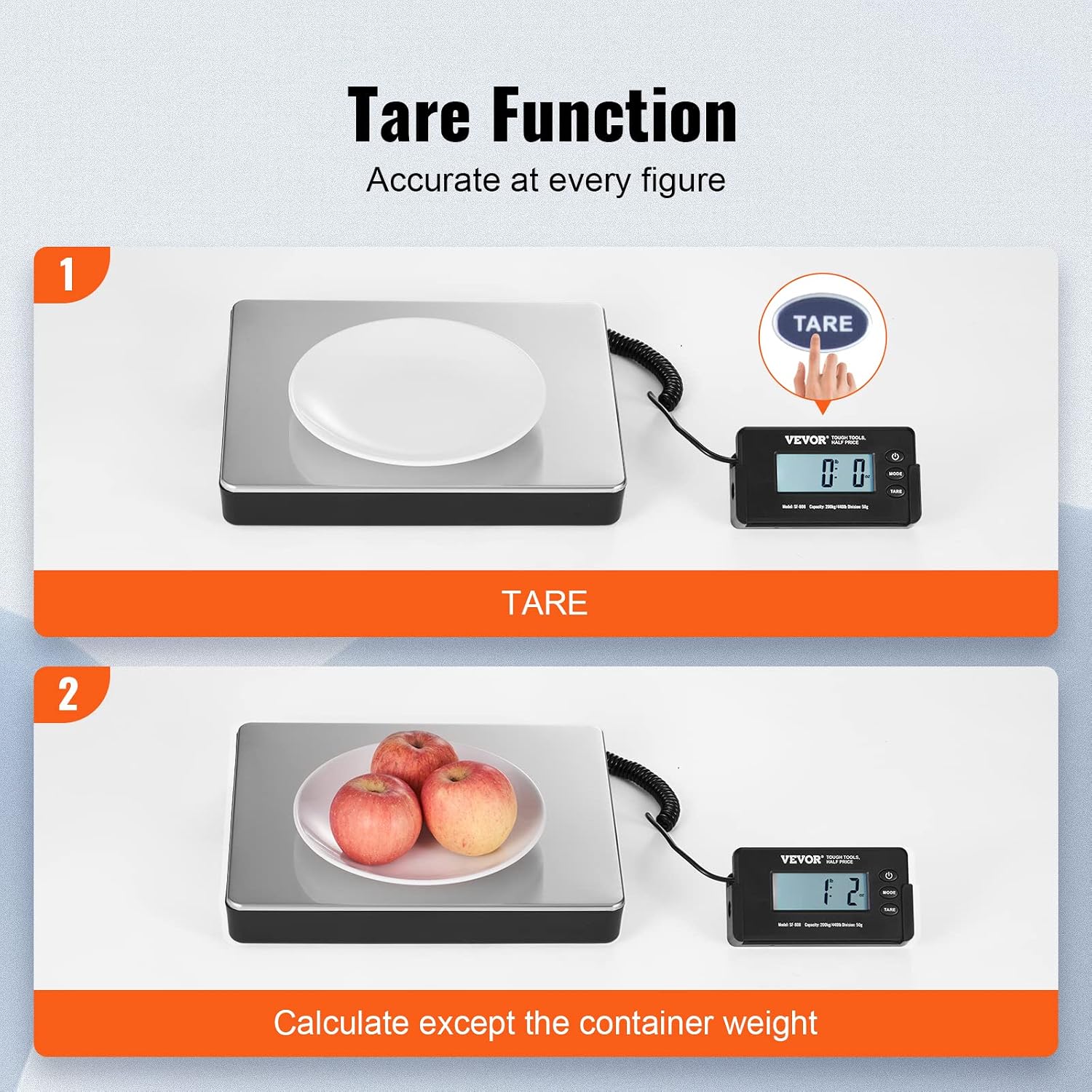 Digital Shipping Scale, 440 lbs x 1.7 oz. Heavy Duty Postal Scale with Timer, Tare Function, HD LCD Screen Portable