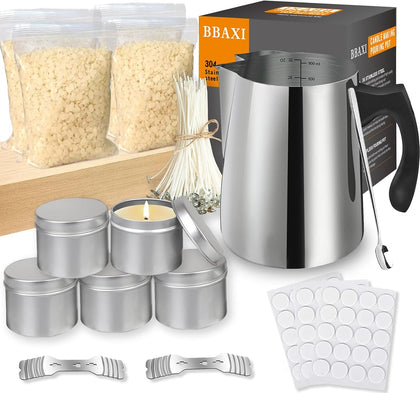 Candle Making Kit with Melting Pouring Pot&Beeswax&5pcs Candle Tins | Candle Making Kit for Home Decor&Gift,Bees Wax