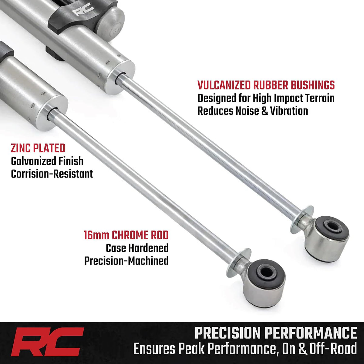 Rough Country M1R Monotube Rear Shocks with External Reservoir for Chevy Silverado & GMC Sierra 1500 (2007-2025 & Classic) w/0-4" Lift - 2-Pack