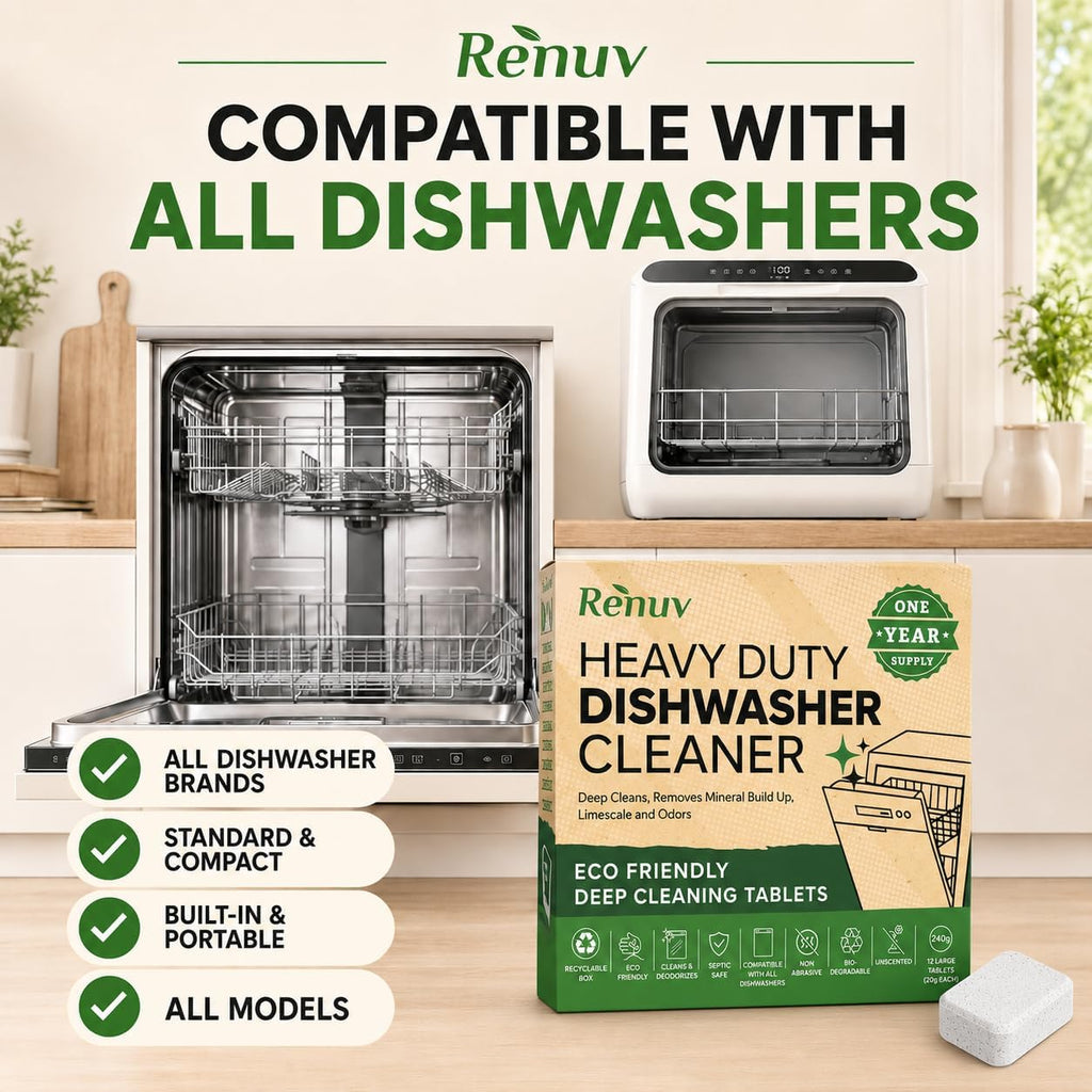 Heavy Duty Dishwasher Cleaner & Deodorizer, Descaler, 12 XL Tablets