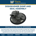 Whirlpool WPW10455268 OEM Dishwasher Sump and Seal Assembly, Black